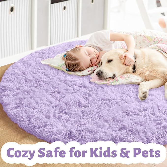 Amdrebio Light Purple Lavender Big Round Circle Rug 7Ft - Image 3