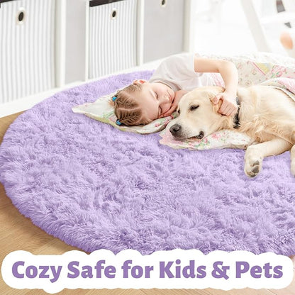 Amdrebio Light Purple Lavender Big Round Circle Rug 7Ft - Image 3