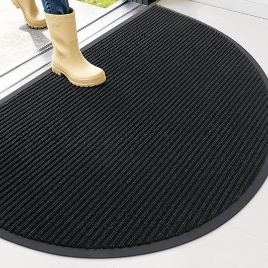 OLANLY Half Circle Front Door Mat 47x32, Waterproof Heavy-Duty Doormat | Black by OLANLY