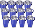 VEGOND 20 oz Tumbler Bulk with Handle Lid and Straw, Stainless Steel Insulated Travel Coffee Mug Set, Spill Proof Double Wall Metal Tumblers Cups, Powder Color Royal Blue 12 Pack