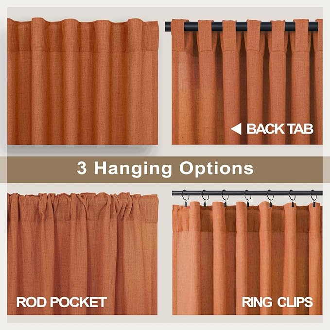 Pitalk 60 Inch Wide Curtains for Living Room 2 Panels Back Tab Pocket Drape - Image 5