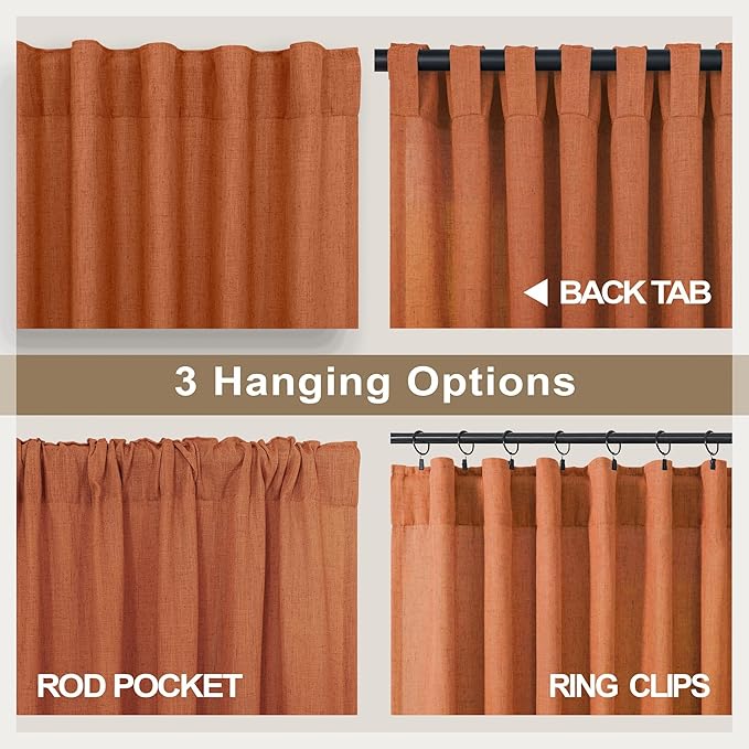 Orange Linen Curtains 72 Inch Length - Image 5
