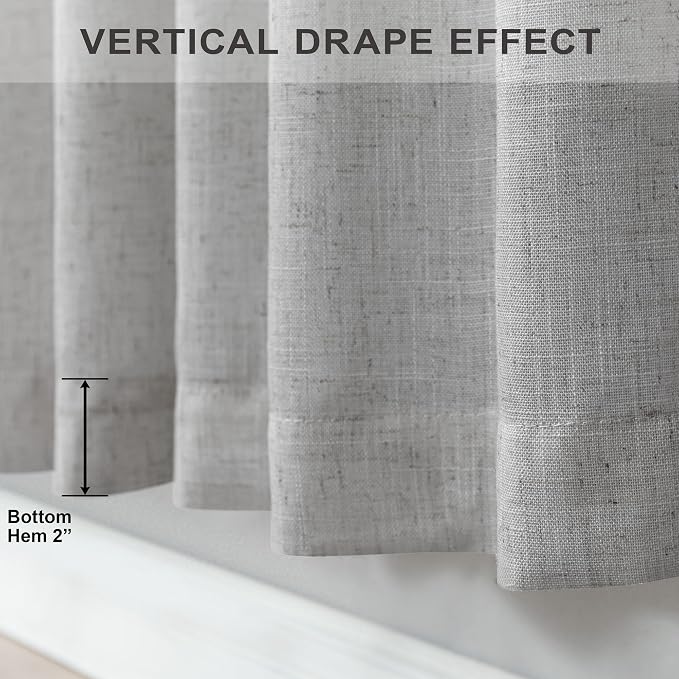 Grey Curtains 72 Inch Length for Bedroom 2 Panels Back Tab Rod Pocket Semi - Image 6