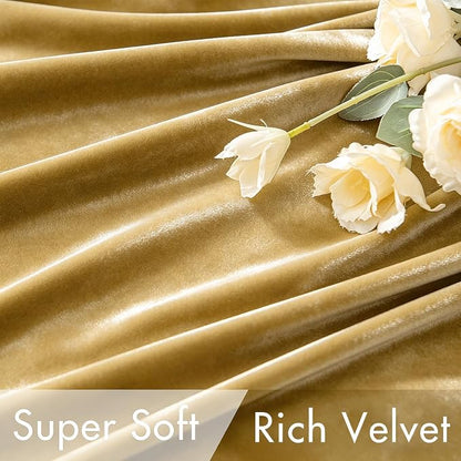 MIULEE Velvet Curtains 52x108 inches 2 Panels Gold Blackout Curtains | Luxury - Image 4
