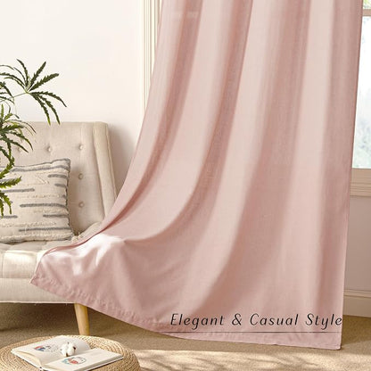 NICETOWN Linen Light Pink Sheer Curtains - Image 8