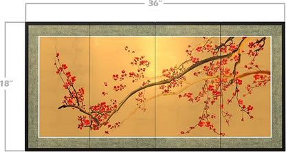 Oriental Furniture Plum Tree on Gold Leaf - Image 8