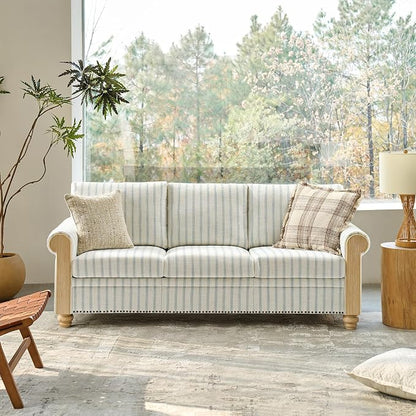 EcoHarbor Living 3-Seater Couch, Stripe 81" Mid-Century Modern Upholstered Sofa - Image 8