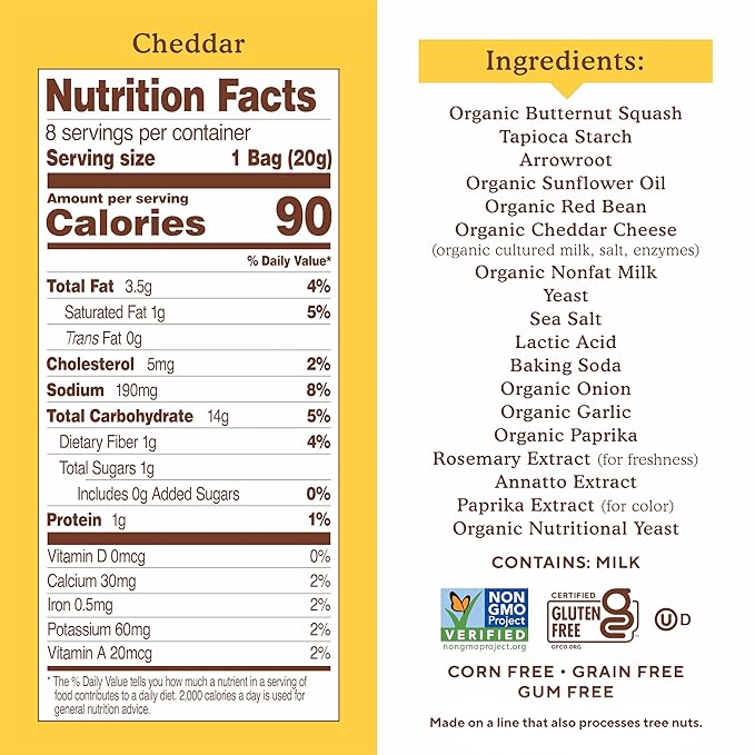 Simple Mills Pop Mmms Cheddar Baked Snack Pack Crackers, Gluten Free, 8 Pack (Pack of 2)
