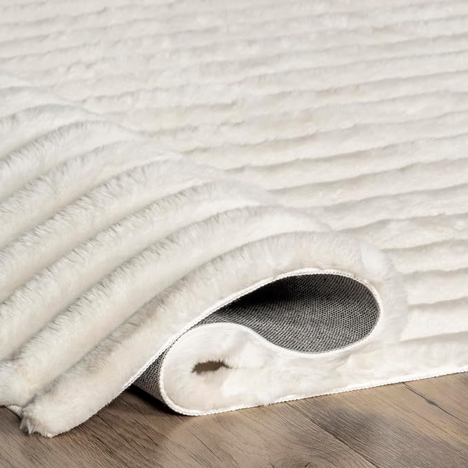 nuLOOM Kai Off White Striped Washable Area Rug, Off White - Image 7