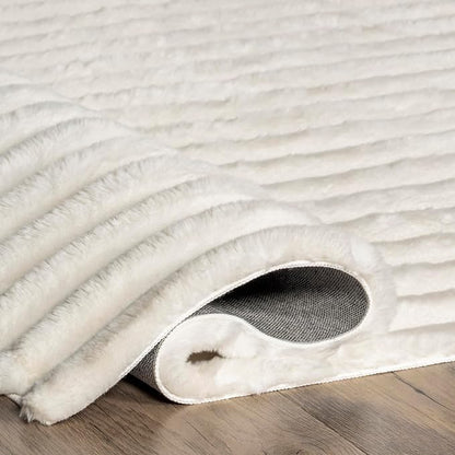 nuLOOM Kai Off White Striped Washable Area Rug, Off White - Image 9