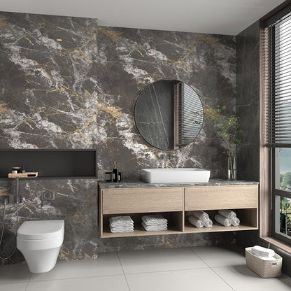 BAYYA 48"x354" Extra Wide Marble Contact Paper Dark Grey Marble Wallpaper Peel - Image 4