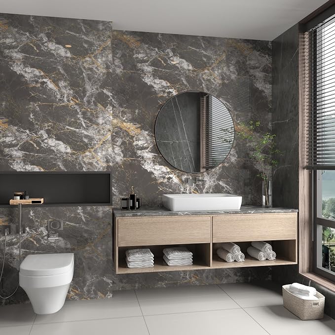 BAYYA 31.5"x80" Glossy Grey Marble Contact Paper - Image 4