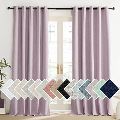NICETOWN Pink Vintage Linen 100% Blackout Curtains by NICETOWN