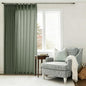 Olive Green Linen 100 Inch Wide Curtains 90 Inches Long Semi Sheer | Light by DUKIYO