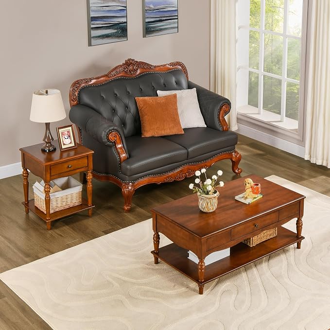 Mid-Century Modern Living Room Coffee Table Set, 3-Piece Solid Wood Living Room - Image 6
