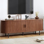 63" Fluted TV Stand with Power Outlet, Modern Media Console with Sliding Doors by ComfyCorner
