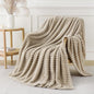 Khaki Throw Blanket for Couch Sofa 50x60 inches Striped Design | Fleece by Unknown