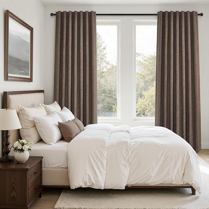 Topfinel 108 Inch Length Linen Curtains Chocolate Brown Curtain 2 Panels - Image 6