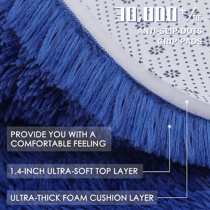 OLANLY Navy Blue Round Rugs for Bedroom - Image 7