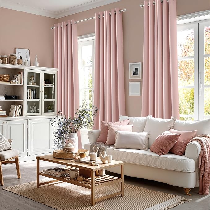 MIULEE Blackout Curtains for Bedroom 2 Panels 40 x 78 Inch Long Pink | Thermal - Image 6