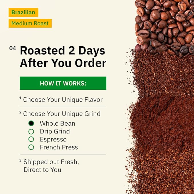 Kochere Brazilian Specialty Whole Bean Coffee – 2LB Medium Roast – Freshly Roasted to Order – Single Origin, Farm Direct, Smooth Cocoa Notes – Whole Bean