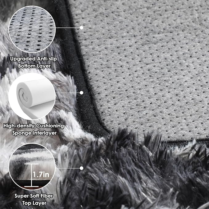 Black and White Rugs for Bedroom Living Room, Fluffy 4x6 Indoor Bedside Floor - Image 4