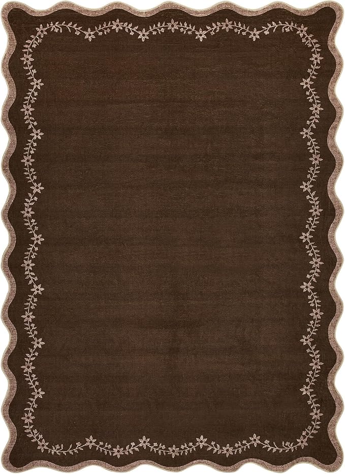 GarveeHome 3x5 Scalloped Washable Area Rug Non Slip Bedroom Entryway Rug | Soft by GarveeHome