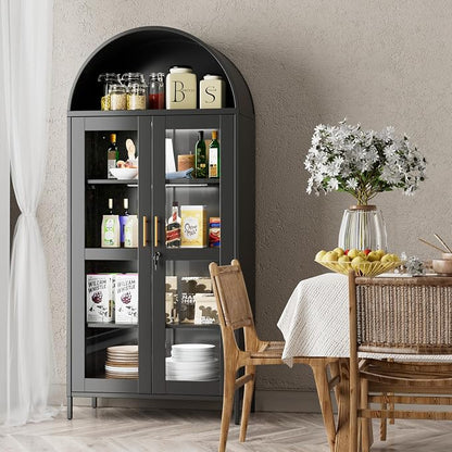 78.74'' H Tall Metal Arched Cabinet - Image 3