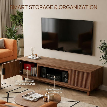 Alpen Fluted TV Stands for Living Room, Wood Television Media Cabinet for - Image 5
