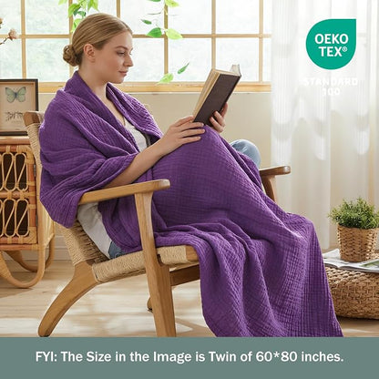 EMME Muslin Blankets for Adults Throw Blanket for Couch Breathable Gauze Soft - Image 2