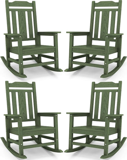SERWALL Oversized Rocking Chair Set of 4 Outdoor, HDPE Outdoor Rocking Chair by SERWALL