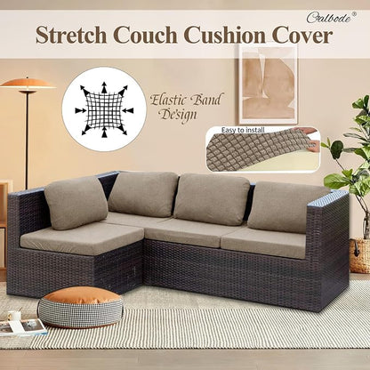 CALBODE 14Pcs Outdoor Stretch Cushion Covers, Waterproof Outdoor Chair Cushion - Image 7