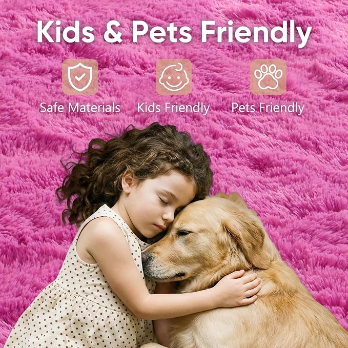 9x12 Extra Large Hot Pink Fluffy Soft Area Rug Non-Slip - Image 7