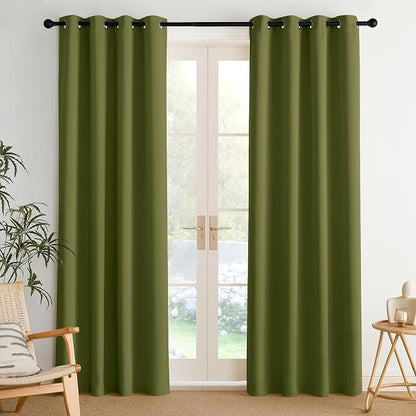 NICETOWN Room Darkening Draperies Curtains Panels, 2 Panels Olive Green W52 x by NICETOWN