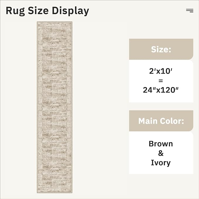 Soalmost Runner Rug 2x10 Washable Non-Slip Hallway Kitchen Runners Brown | - Image 5