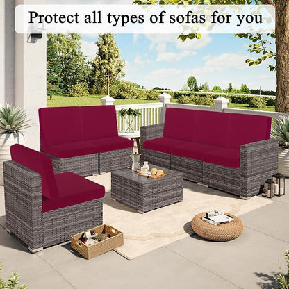 HEBE Outdoor Cushion Covers 12 Pcs, Stretch Patio Sofa Couch Cushion Cover | - Image 8