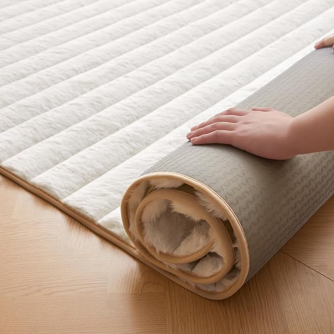 White Rabbit Striped Plush Rug 3'x5', Fluffy Faux Fur Shaggy Area Rug - Image 5
