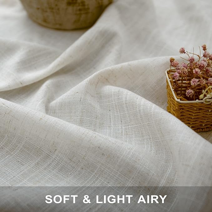 Pitalk 72 Inch Wide Curtains for Living Room 84 in Long 2 Panels Natural Linen - Image 3