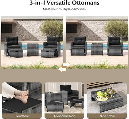 Tangkula 5 Pieces Patio Conversation Set, PE Wicker Rattan Outdoor Furniture Set - Image 9