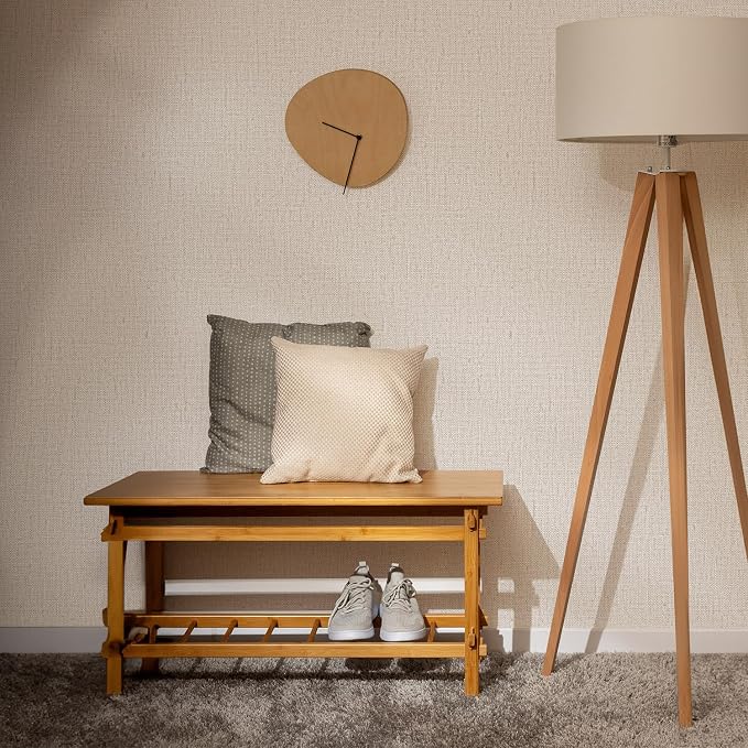 Beige Textured Contact Paper Grasscloth Wallpaper Peel and Stick Linen Self - Image 6