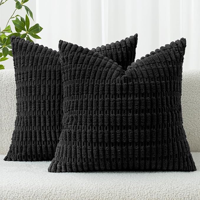 MIULEE Pack of 2 Corduroy Decorative Throw Pillow Covers 18x18 Inch Soft Boho by MIULEE