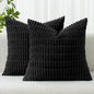 MIULEE Corduroy Decorative Throw Pillow Covers 20x20 Black Pack of 2 | Soft by MIULEE