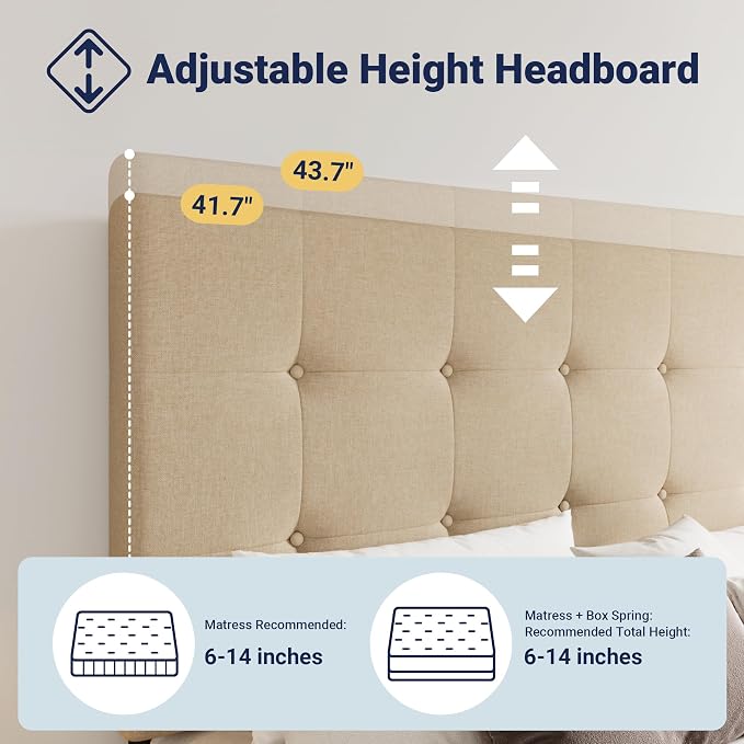 Allewie Upholstered Queen Size Platform Bed Frame - Image 4