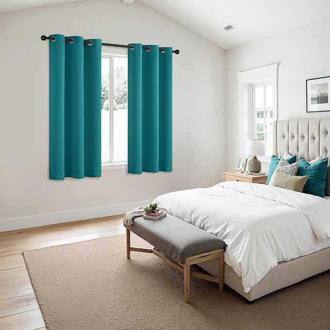 MIULEE Blackout Curtains for Bedroom 2 Panels 40 x 54 Inch Long Teal | Thermal - Image 6