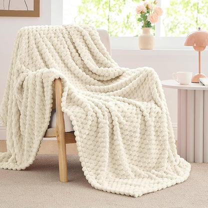BEDELITE Cream Throw Blanket for Couch, Soft Cozy Gifts for Women, 50 * 60 | 3D - Image 8