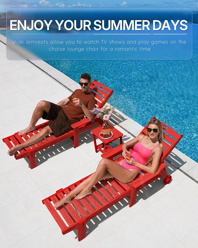 Patio Chaise Lounge Chair Set of 4, Oversize Lounge Chairs - Image 3
