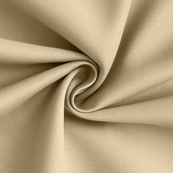 Yakamok Beige 100% Blackout Curtains 84 Inches Long - Image 3