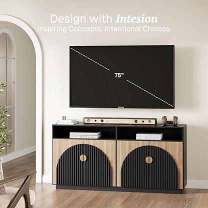BELLEZE 65 Inch Fluted TV Stand, Mid Century Modern Entertainment Center - Image 3