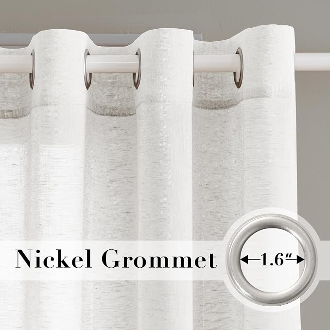 H.VERSAILTEX Natural Linen Semi Sheer Curtains Soft Semi Sheer Curtain Panels - Image 2