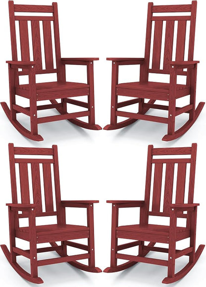 KINGYES Oversized Outdoor Rocking Chair Set of 4, All-Weather Patio Rocking by KINGYES